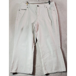 Lane Bryant Capri Jeans Womens‎ Size 16 White Denim Cotton Flat Front Pockets